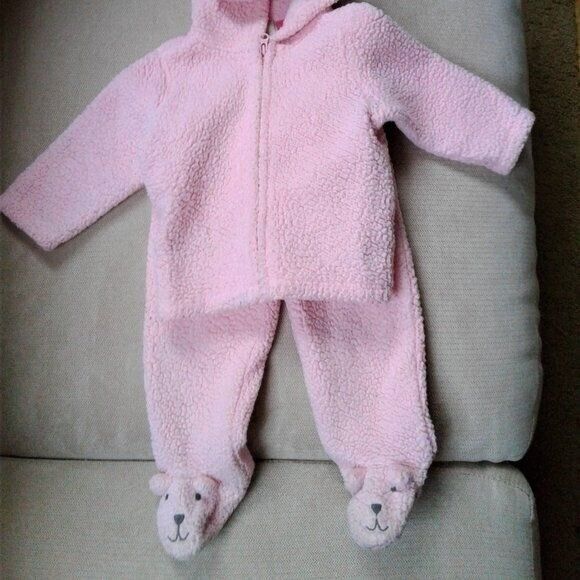 baby B'gosh Sherpa Fleece Hooded Jacket & Footed BabyGirl Pants Set Size 6M Pink - Picture 5 of 8